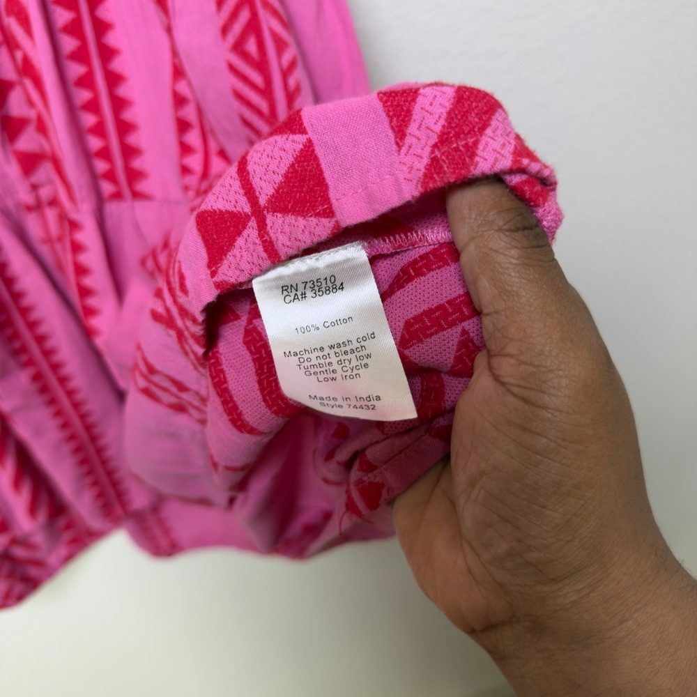 Anthropologie Uncle Frank Frankie Dress Medium Pink Patchwork Boho Western - Picture 7 of 11